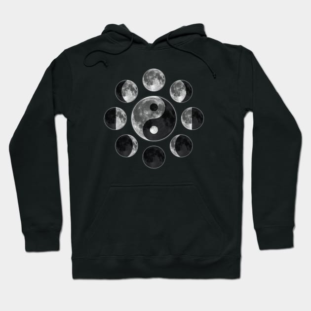 Ying Yang Moon Phases Hoodie by meownarchy
